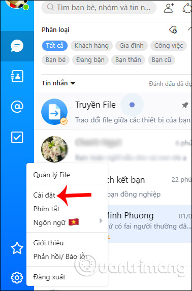 Giao diện thiết lập