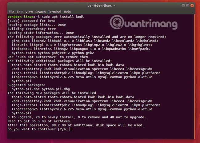 Cài đặt Kodi trên Ubuntu