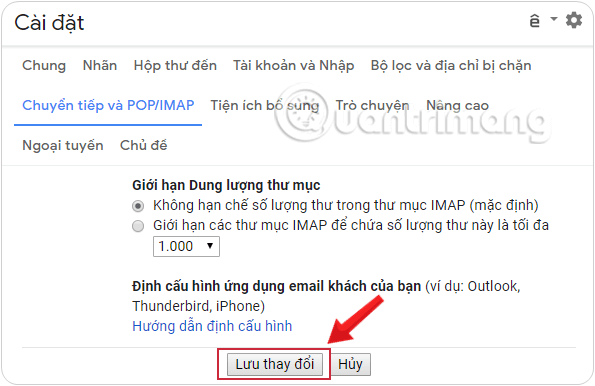 Kéo xuống cuối trang rồi click Lưu thay đổi