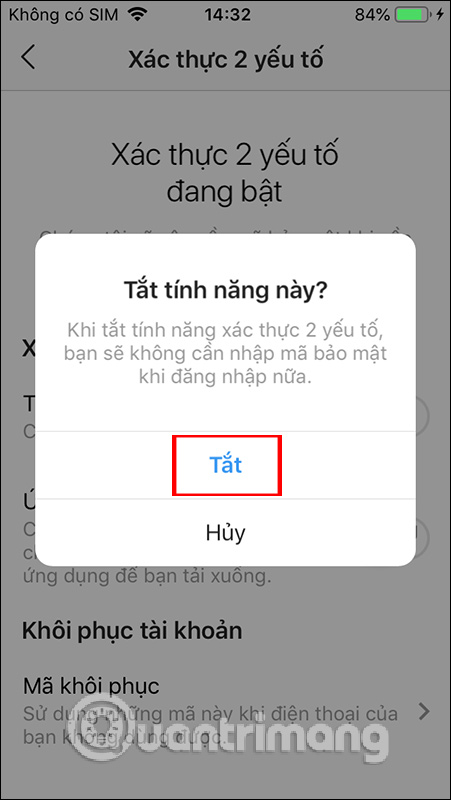 Không bảo mật 2 lớp