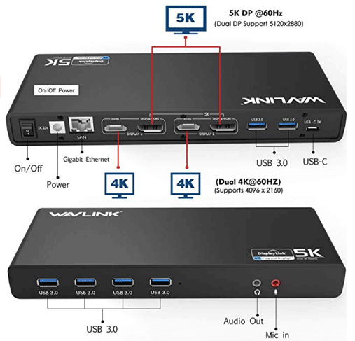WAVLINK USB 3.0 & USB C Ultra HD/5K Universal Docking Station