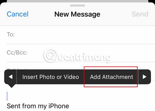 Click the arrow to the right and select “Add Attachment”