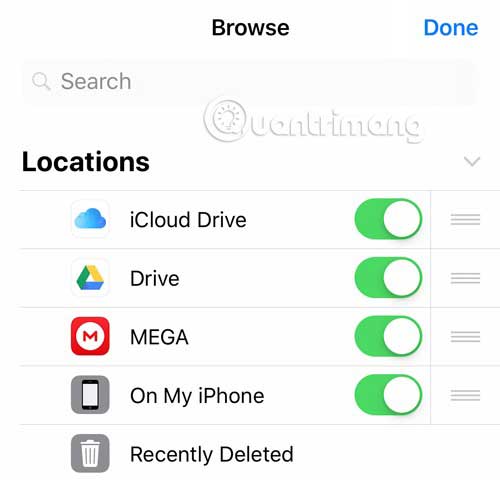 Enable the checkbox for the storage app you want to use