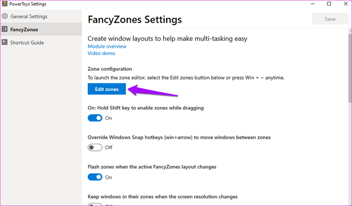 Công cụ Fancy Zones và Shortcut Guide