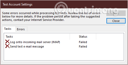 Gmail to Outlook connection failed