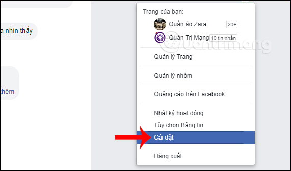 Cài đặt trên Facebook 