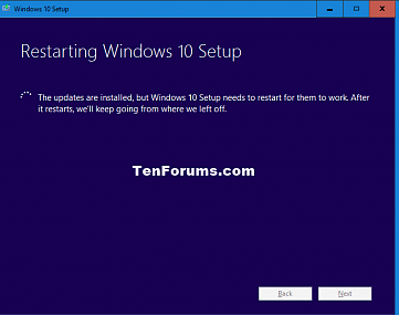 Khởi động lại Windows 10 Setup
