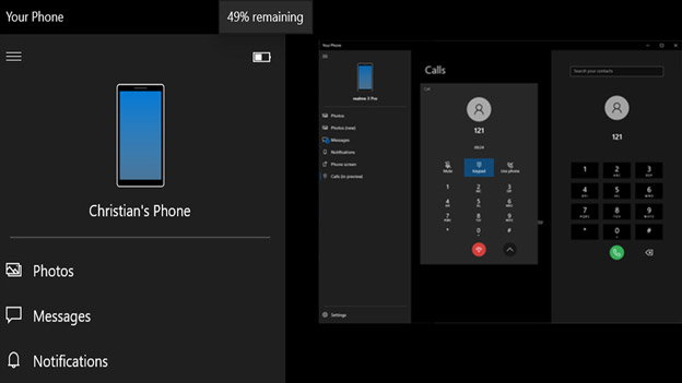 Ứng dụng Your Phone đã có thể hiển thị dung lượng pin và cho phép gọi trên máy tính