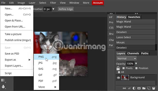 Có rất nhiều tùy tìm xuất trong menu File