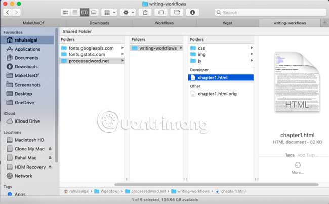 Điều hướng đến thư mục Wgetdown