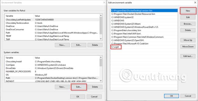 Nhập C:\wget và nhấp vào OK