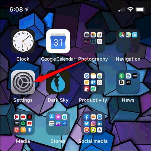 Mở ứng dụng Settings
