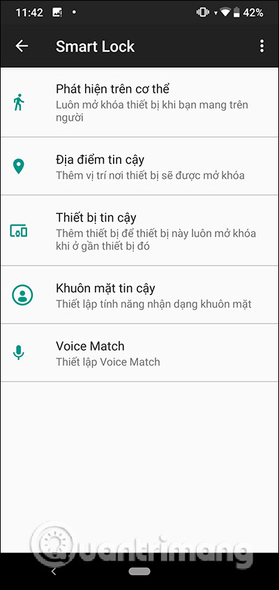Tùy chọn Smart Lock