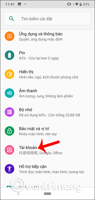 Tài khoản trên Android