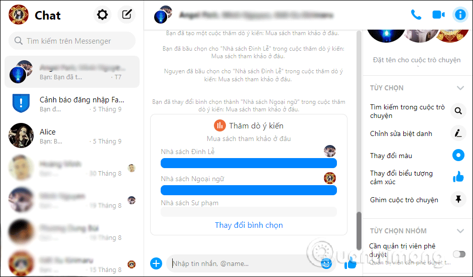 Giao diện Messenger desktop