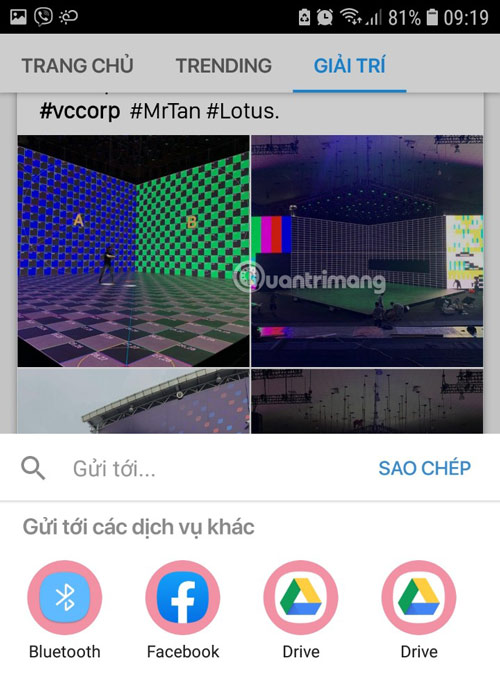 Người dùng sử dụng tính năng này để chia sẻ tin bài từ Lotus sang các ứng dụng khác