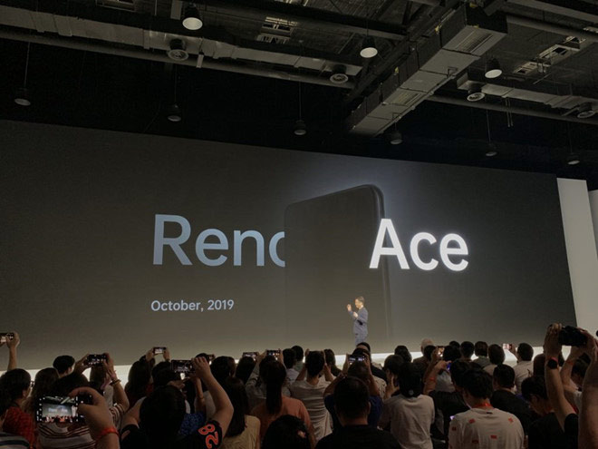 Tại sự kiện ra mắt Reno2 ở Trung Quốc, Oppo Reno Ace đã được hé lộ. Ảnh: Gizmochina.