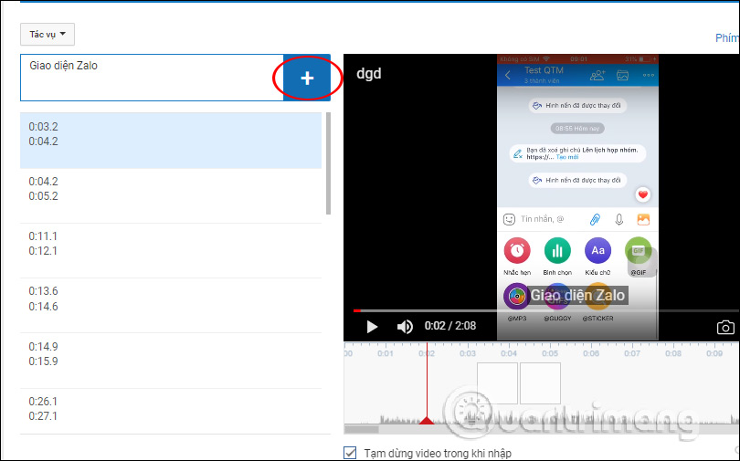 Thêm phụ đề cho thời gian sẵn có