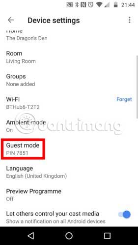Tìm tùy chọn Guest Mode