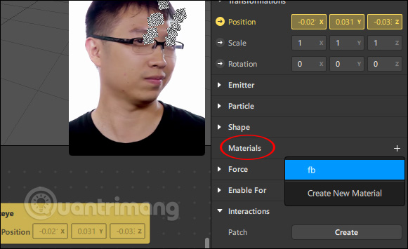 Chọn hiệu ứng tại Assets