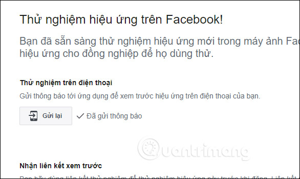 Gửi thông báo trên Facebook