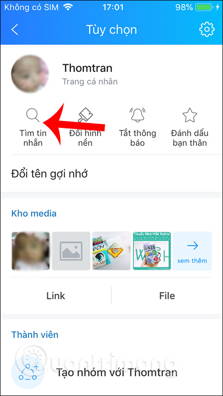 Tìm tin nhắn cũ