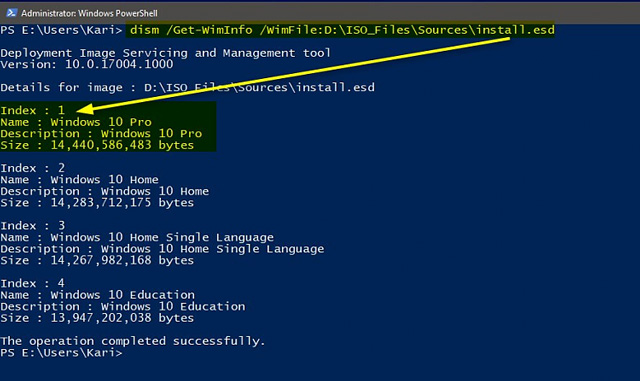 Cách chuyển đổi file ESD sang WIM sử dụng DISM trên Windows 10