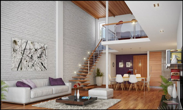 Gác lửng được thiết kế cầu kỳ kết hợp với nội thất sang trọng tăng thêm điểm nhấn cho kiến trúc nhà phố