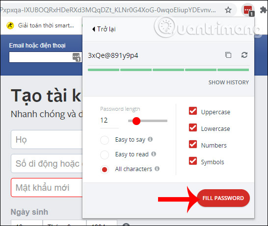 Chọn kiểu mật khẩu
