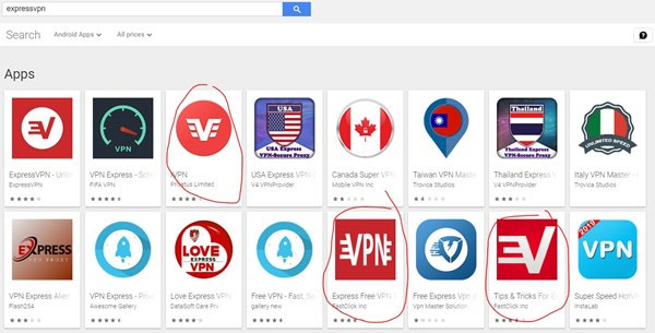 Ứng dụng Express VPN thật có ba điểm cực kỳ dễ nhận biết và không thể nhầm lẫn với bản giả mạo.
