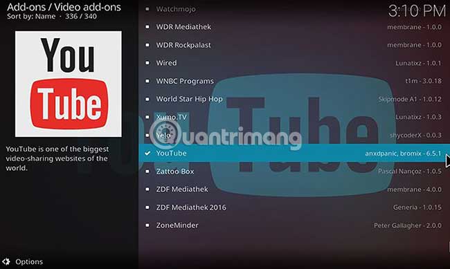 Cách cài đặt add-on Kodi YouTube