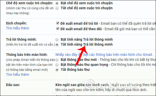 Tùy chỉnh trả lời thông minh Gmail