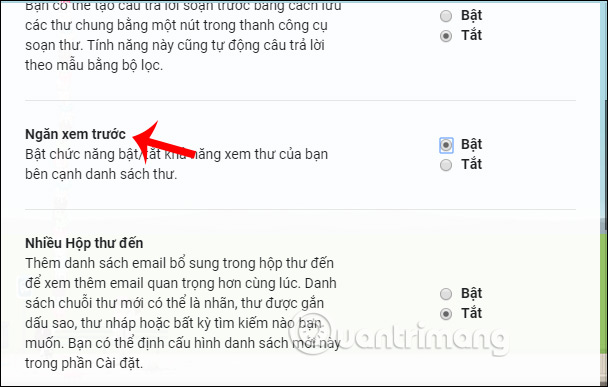 Bật khung xem trước