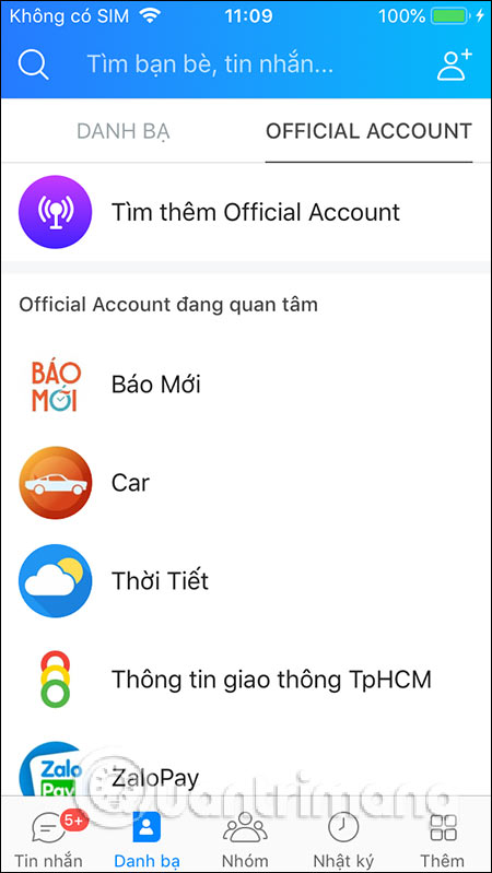 Các Zalo Official Account quan tâm