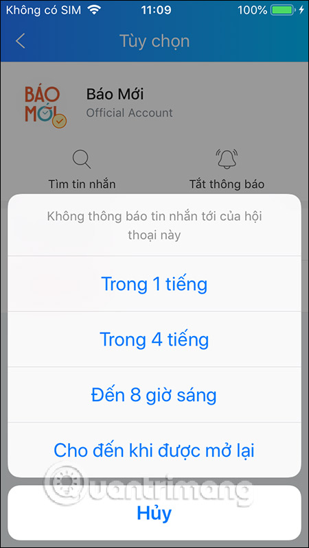Chọn thời gian tắt