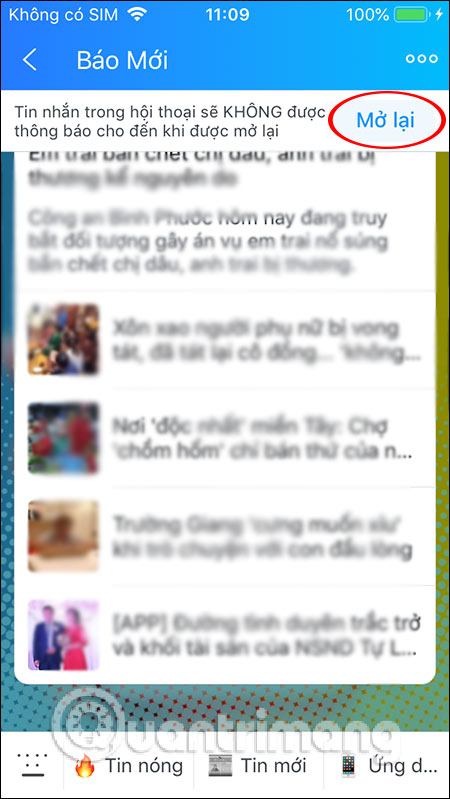 Mở lại thông báo