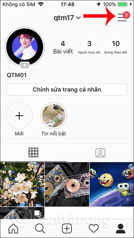 Giao diện Instagram