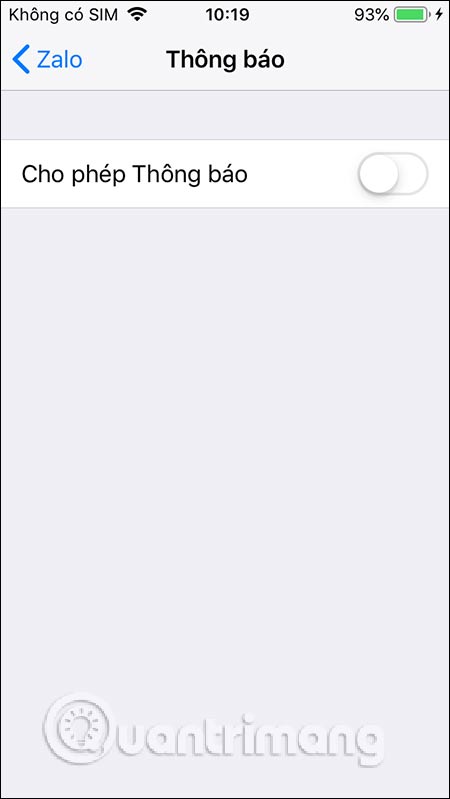 Tắt thông báo Zalo iPhone
