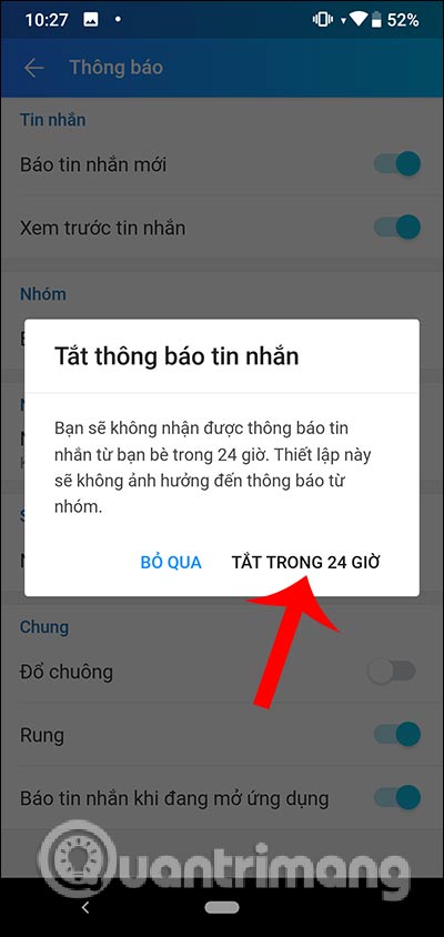 Tắt trong vòng 24h