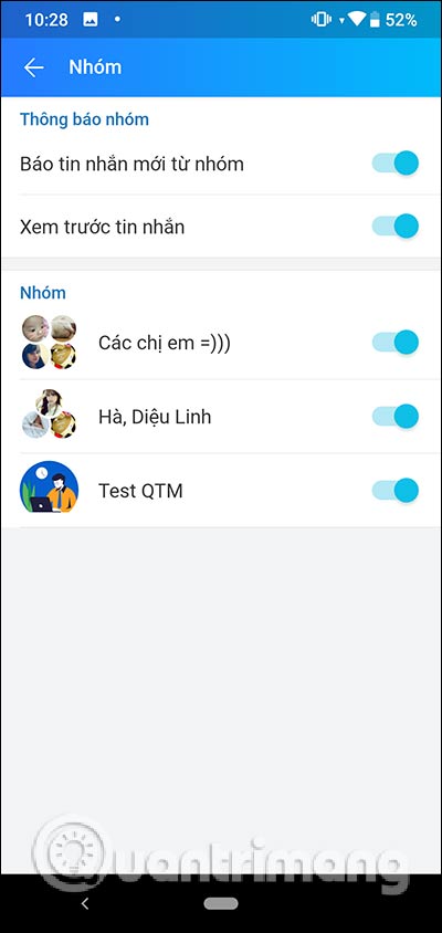 Tắt thông báo nhóm chat Zalo Android