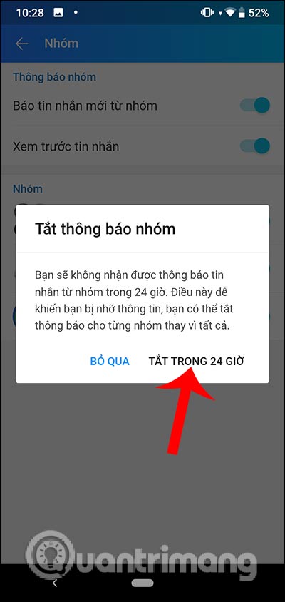 Tắt thông báo nhóm