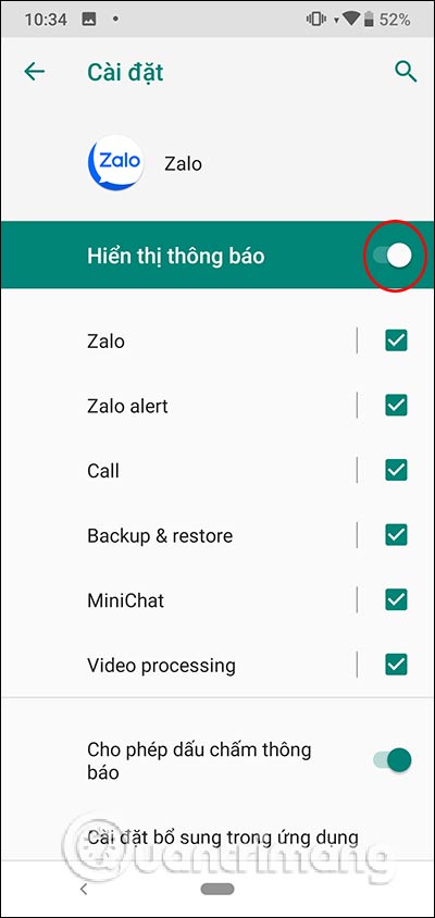 Hiện thông báo