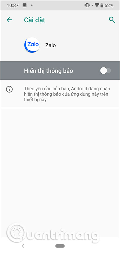 Tắt hiện thông báo Zalo