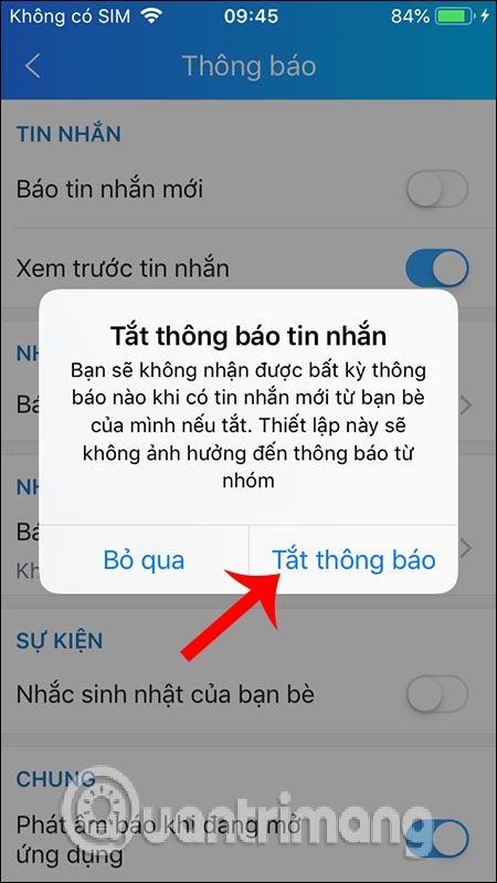 Bỏ thông báo