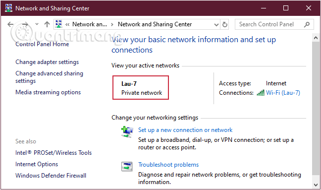 Mạng ban đầu được chuyển thành Private Network