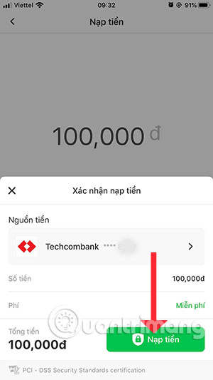 Xác nhận nạp tiền