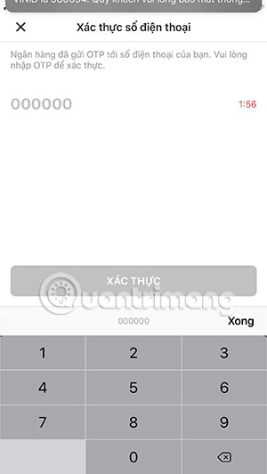 Xác nhận bằng mã OTP