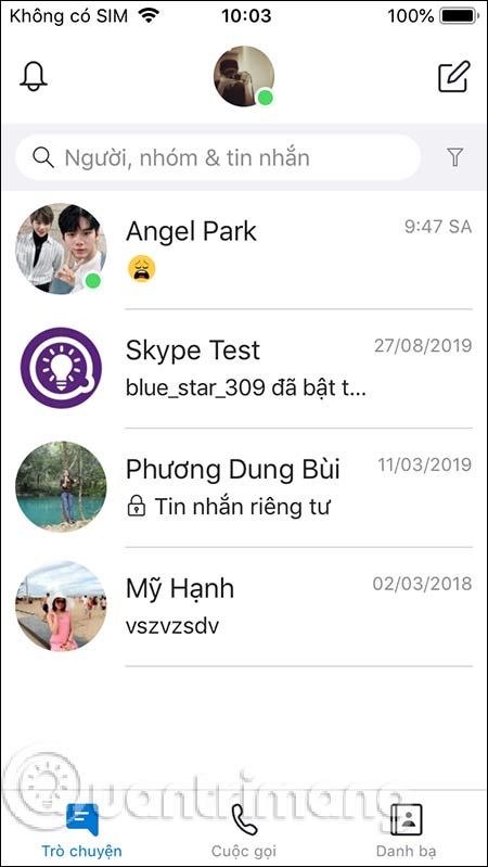 Giao diện nhắn tin