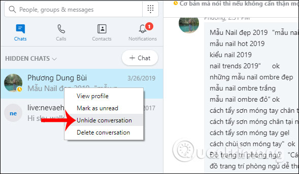 Hiện lại đoạn chat