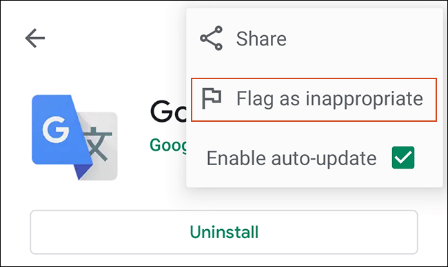 Click vào Flag as Inappropriate